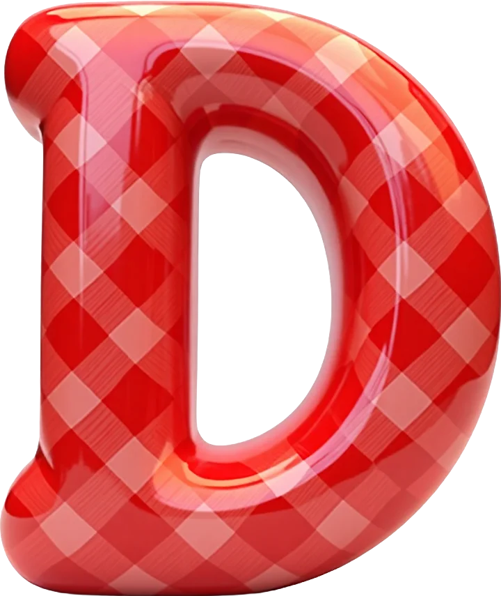 Red Plaid Letter D